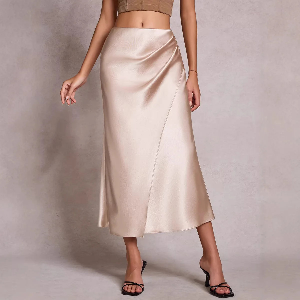 New Pleated Skirt Stretched-waist Elegant Body-hugging Skirt For Women
